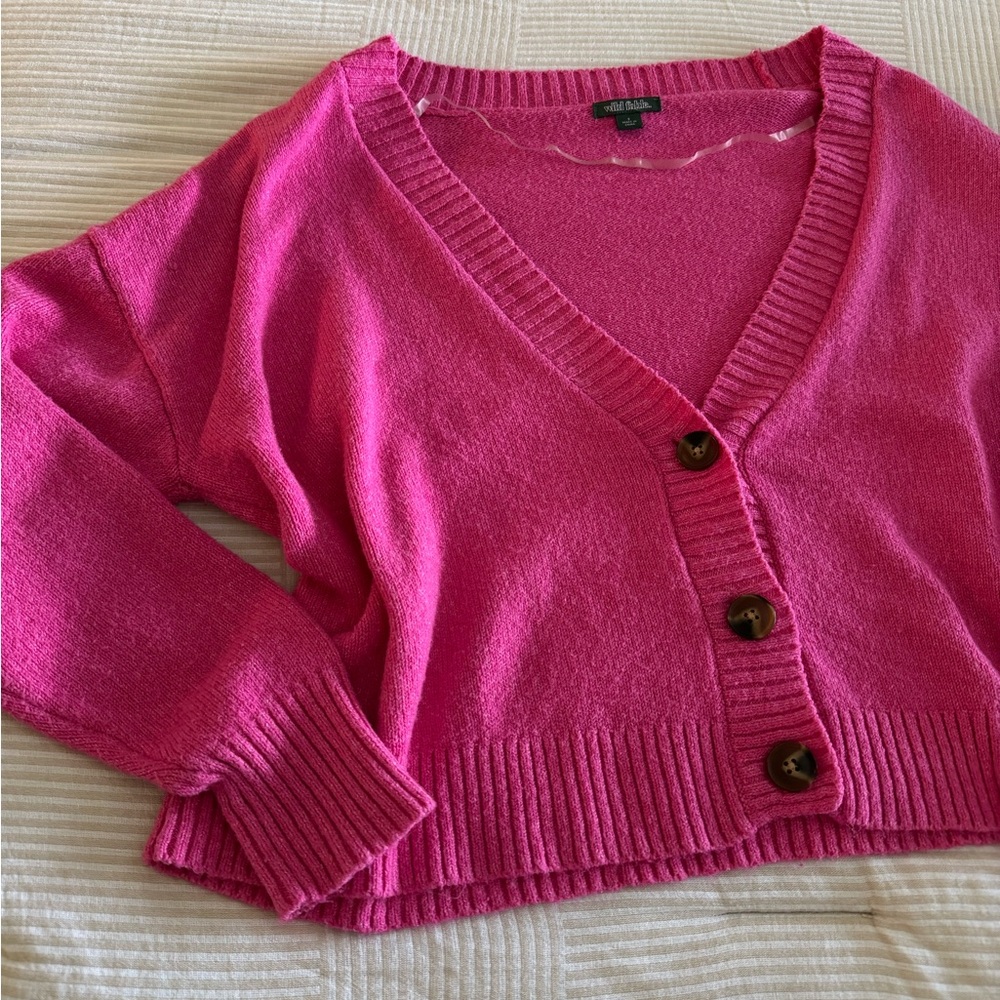 Wild Fable Fuchsia Button-Up Cardigan